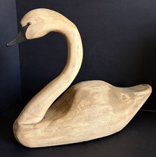 Large Vintage Hand Carved Wooden Swan Decoy Rustic Primitive Art Sculpture 22” picture