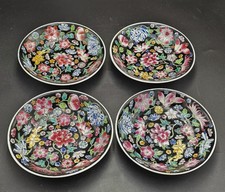 4 Chinese Jingdezhen Zhongguo Famille Noire Mille Fleur 5.5