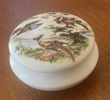 Vintage Coalport Bone China England Porcelain Trinket Box~Birds of Paradise picture