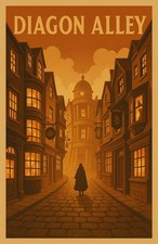 Diagon Alley Evening Stroll Travel Poster Print Wall Art Home Decor picture