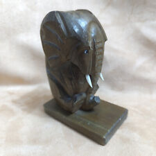 Vintage Wooden Hand Carved Statue Decoration Elephant Sitting Figurine Brown picture