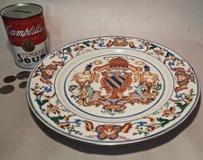 1900s vtg chinese royal gold crown porcelain plate kangxi-yongzheng armorial art picture