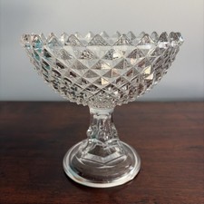 1880s Gillinder Sawtooth Diamond Point Glass Compote Fruit Bowl 8