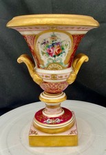 1951 LE TALLEC PARIS HAND PAINTED LIMOGES PORCELAIN MEDICI VASE URN FLORAL GOLD picture