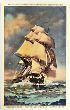 Vintage Postcard 1937 U.S.S. Constitution Old Ironsides Never Met Defeat Boston picture