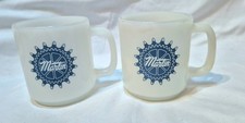 (2) Vtg Glasbake Martin Sprockets Gears Advertising Milk glass Coffee Mugs Cups picture