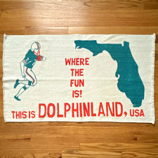 Vintage 70s This is Dolphinland USA rug Miami Dolphins 24”x40” rug picture