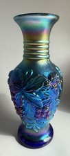 Fenton Favrene Blue Glass Vase - 6.5