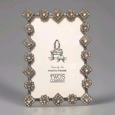 Vtg Rhinestone Two's Company Jeweled Picture Easel Back Frame 4”x6” Art Deco  picture