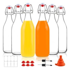 6 Pack 1 Liter Swing Top Glass Bottles, 33oz Brewing Bottles picture