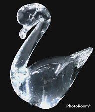 Vintage Clear Art Glass Swan Paperweight Figurine Elegant Shape 4.5” Tall picture