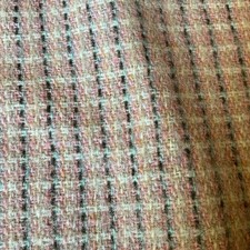 Vintage 50’s 60’s Pink Plaid Wool Fabric 75” X 63” Yards picture