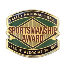 Valley National 8-Ball League Association Sportsmanship Award Lapel Hat Pin H13 picture