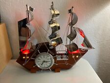 ART DECO NAUTICAL PIRATE SHIP LIGHTED CLOCK BY UNITED CLOCK CORP TESTED & WORKS picture