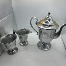 Vintage D.W. Haber & Son NY Silverplate Coffee Tea Set Pot Creamer Sugar Hotelwa picture
