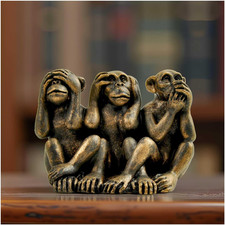 3 Wise Monkeys Statue, See Hear Speak No Evil Figurine, 2.95 Inch picture