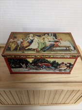 Vintage Tindeco  Christmas Feast Jester Royal Court Litho Cookie Fruit Tin Box picture