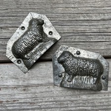 Antique Sheep Chocolate Tin Mold,  2 Piece Mold 4  1/2