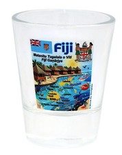 Fiji Map and Attractions Collage Shot Glass picture
