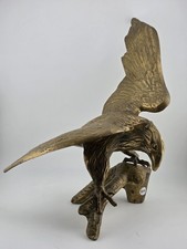 Vintage MCM Large Brass American Bald Eagle Perched on a Branch 14