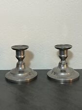 Vintage Duratale By Leonard Pewter Short Candle Sticks Made In Italy Pair Of Two picture