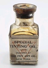 Antique Fry's Special Tinting Oil Medium Mixing Painting Bottle w/ Oil & Cork picture