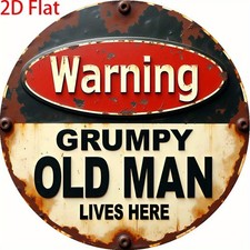 WARNING GRUMPY OLD for Man Lives Here Tin Metal Signs Home Décor 8x8 picture
