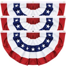 Regteb 3 Pack 3X6 Ft Usa Pleated Fan Flag American Bunting Flag Patriotic Half picture