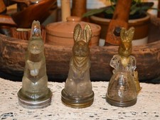 Great Collector Bundle 3 Atq Avor Easter Candy Bunnies by Victory Glass 1920's picture