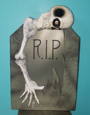 Vintage Gemmy Skeleton Kaleidoscope Tombstone Halloween Lights Sounds picture