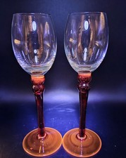 VTG Hand Blown Amberina Tall Stemmed Wine Glasses 7