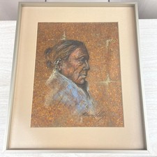 REBECCA HILLEY 1982 Framed Pastel Portrait Passing of Time Southwestern Woman picture