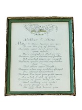 Antique Mother O Mine Framed Poem Honor Wood Antique Frame Wall Mount 1920’s picture