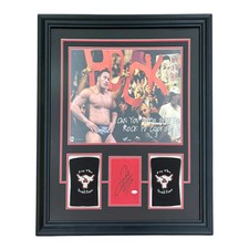 Dwayne Johnson The Rock Autograph Deluxe Framed with Wrestling 16x20 Photo and P picture