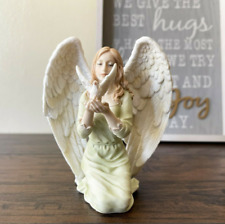 Decorative Hand Painted Angel With Dove Figurine Statue Religion Gift Sculpture picture