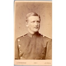c1880 German Military CDV Cabinet Photo Card - Georg Brokesh Leipzig PV1 picture