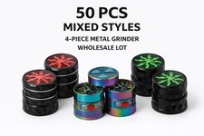 NEW 50 PCS Metal Grinder Bulk Lot – Mixed Styles – 4 Piece Design – Wholesale picture