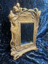Vintage Solid Brass Art Nouveau Repousse Fairy Lady Woman Floral Picture Frame picture