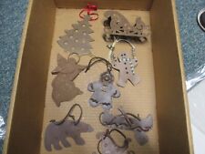 8 Vintage Tin Christmas Tree Ornament Mixed Lot Metal Holiday picture