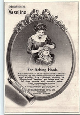 1913 Mentholated Vaseline Nerves Throbbing Headache Vintage Print Ad picture