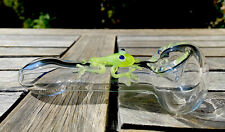 Green Frog On Tobacco Smoking Glass Pipe Bowl (handmade)Clear Pipe. picture