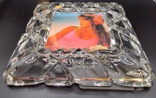 Mikasa Heavy Crystal 4x4 Picture Frame Diamond Cut Geometric Tabletop Easel picture