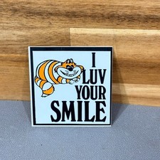 Vintage 1980s I Luv Your Smile Cheshire Cat Sticker 4x4 Unused NOS picture
