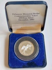 1968 Delaware Memorial Bridge Commemorative Token .999 Silver in Box picture