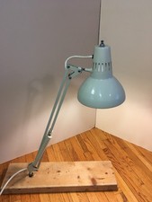 **Vintage MCM LUXO ARM DESK LAMP TAN BEIGE COVERED SPRINGS DEFUSER picture