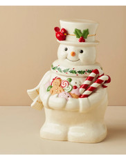 2026 Lenox Happy Holly Days Snowman Figural Cookie Jar with Lid Porcelain picture