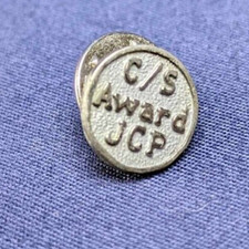 VTG JCP C/S JC Penny Customer Service Award Silver Tone Small Round Lapel Pin picture