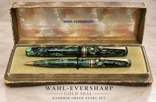 1930s Wahl Eversharp Gold Seal Kashmir Green 14K Fountain Pen Pencil Set Ori Box picture