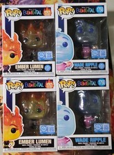 4 Funko Pop Elemental Ember Lumen #1757 & Wade Ripple #1758 Chases And Common picture