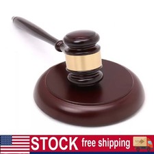 1 Set Gavel and Block Wooden Judge Hammer Gavel Sound Block Court Hammer Judge picture